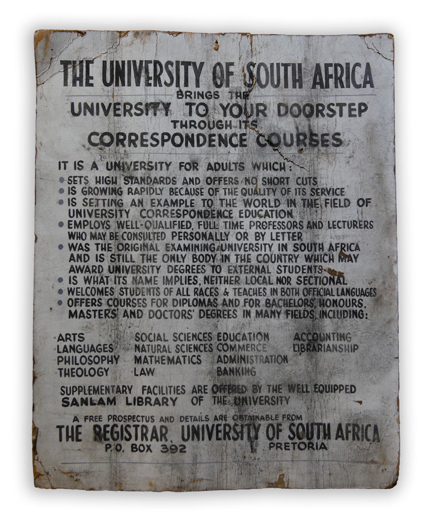 <p>Unisa’s Division of External Studies is established, and on 1 March 1947, the University’s first postal tuition package is ceremoniously sealed for mailing to one A.P.J. Heiberg in Boksburg.</p>